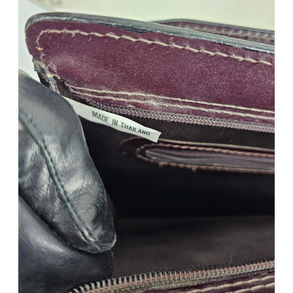 Mens Genuine Leather Briefcase‎ Dark Brown Classic Business Travel Laptop Bag